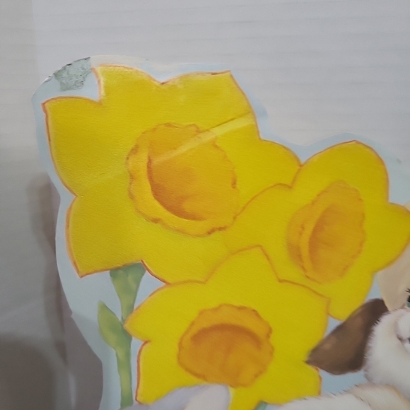 2 Vintage EUREKA Fuzzy Flocked EASTER Die Cut Decorations Paper Bunny - Picture 3 of 6